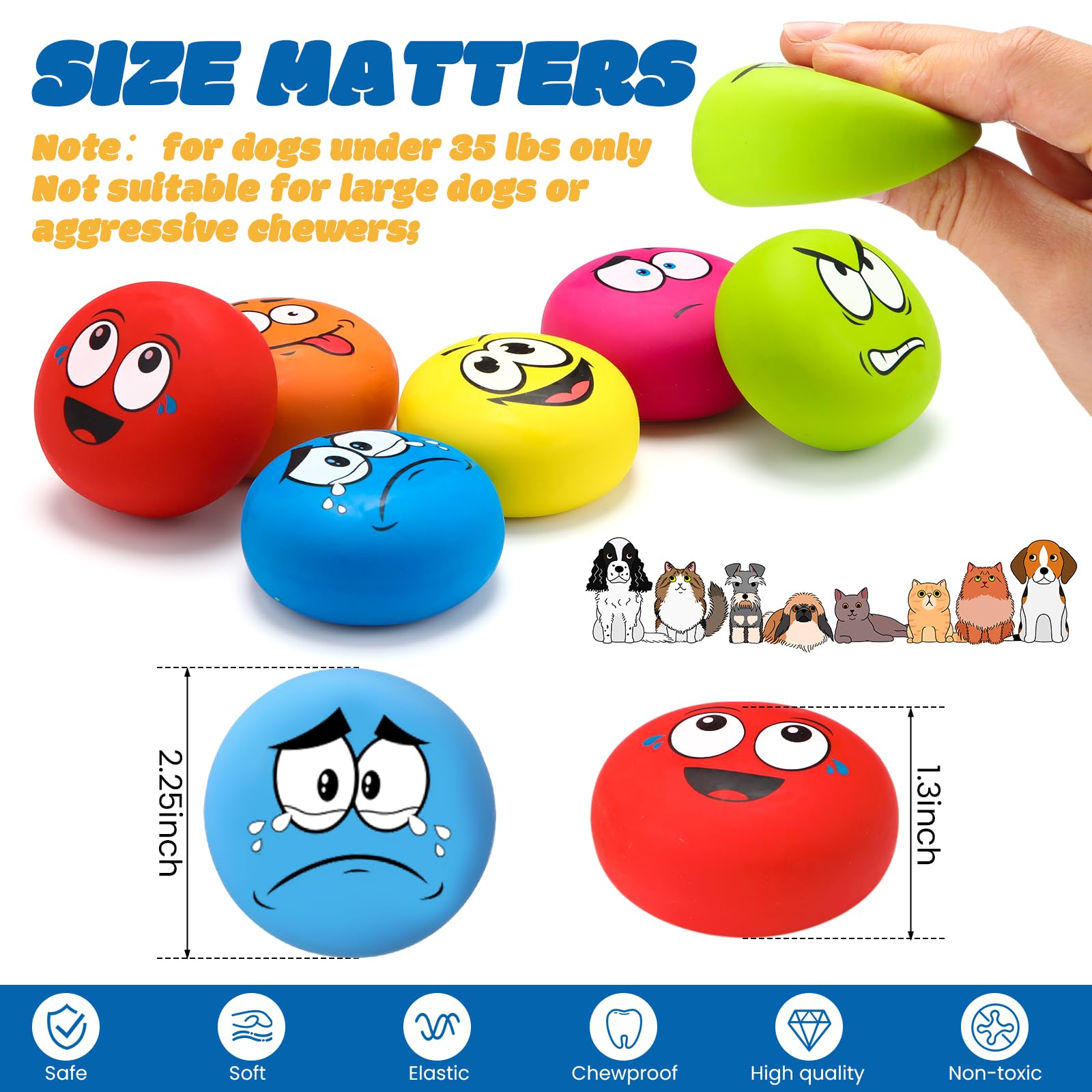Hungdao squeaky dog toy ball in varied colors for indoor outdoor fun