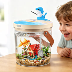 HUNKING portable mini fish tank front view with high visibility for tiny aquatic life