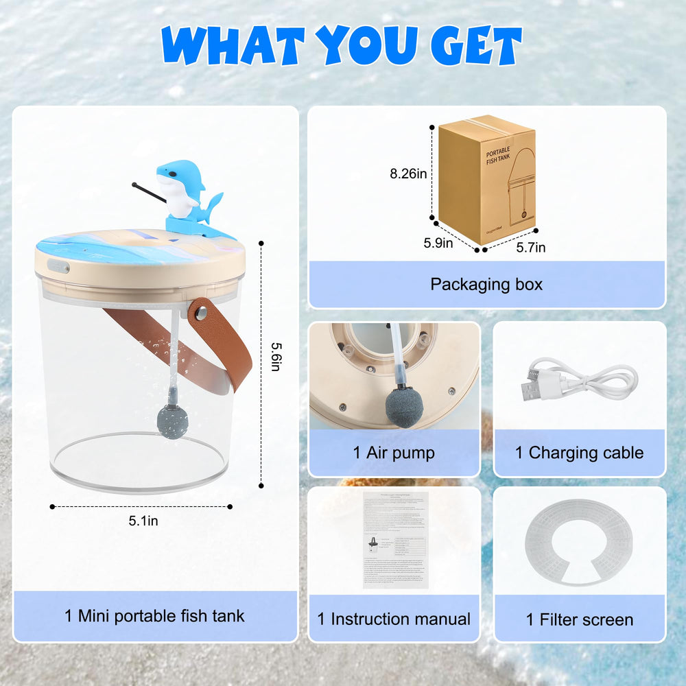 HUNKING portable travel aquarium ideal for desk or on-the-go setups