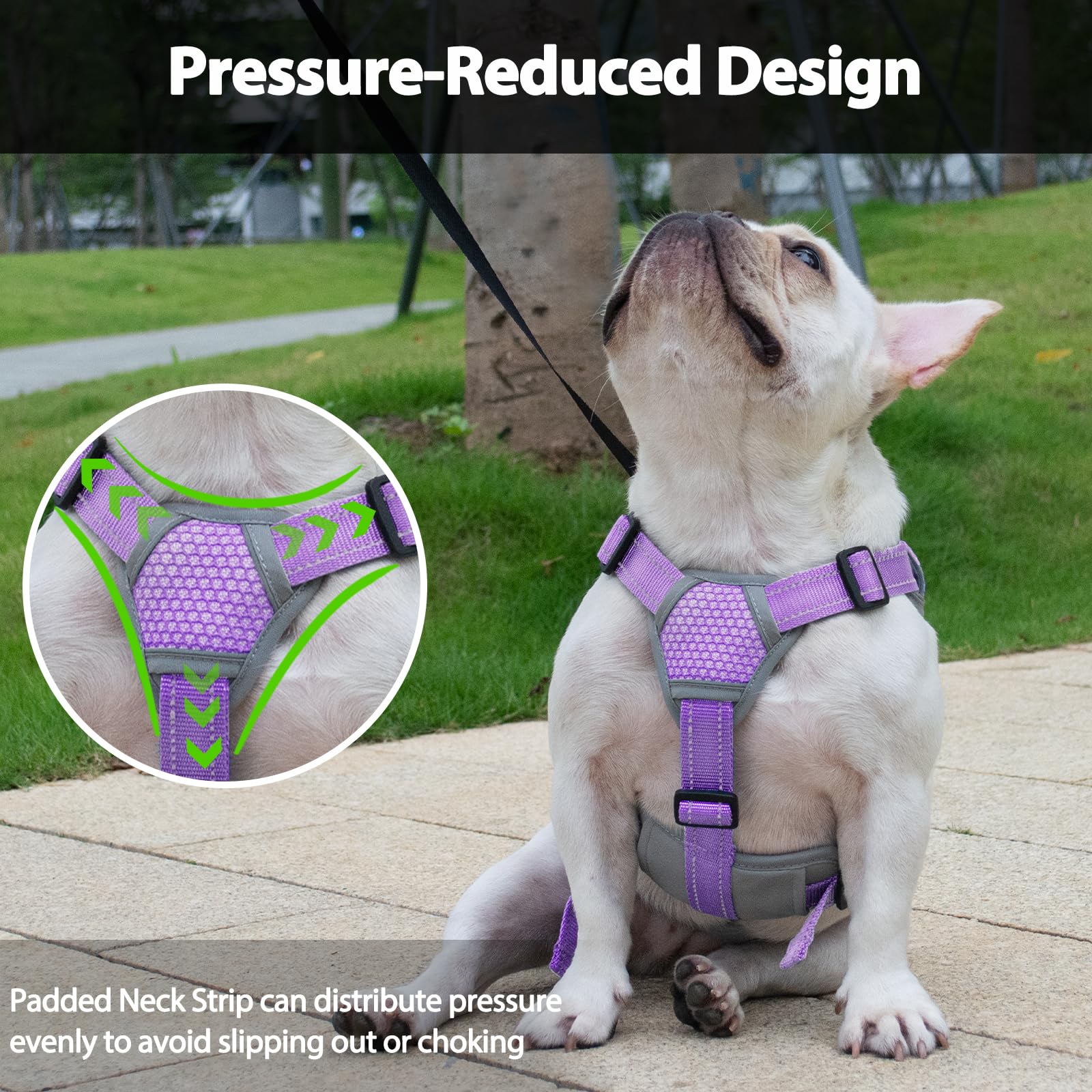 Huntboo harness with padded handle for easy lifting over obstacles.