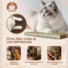 HUPA catnip-included scratcher attracts cats and encourages scratching.