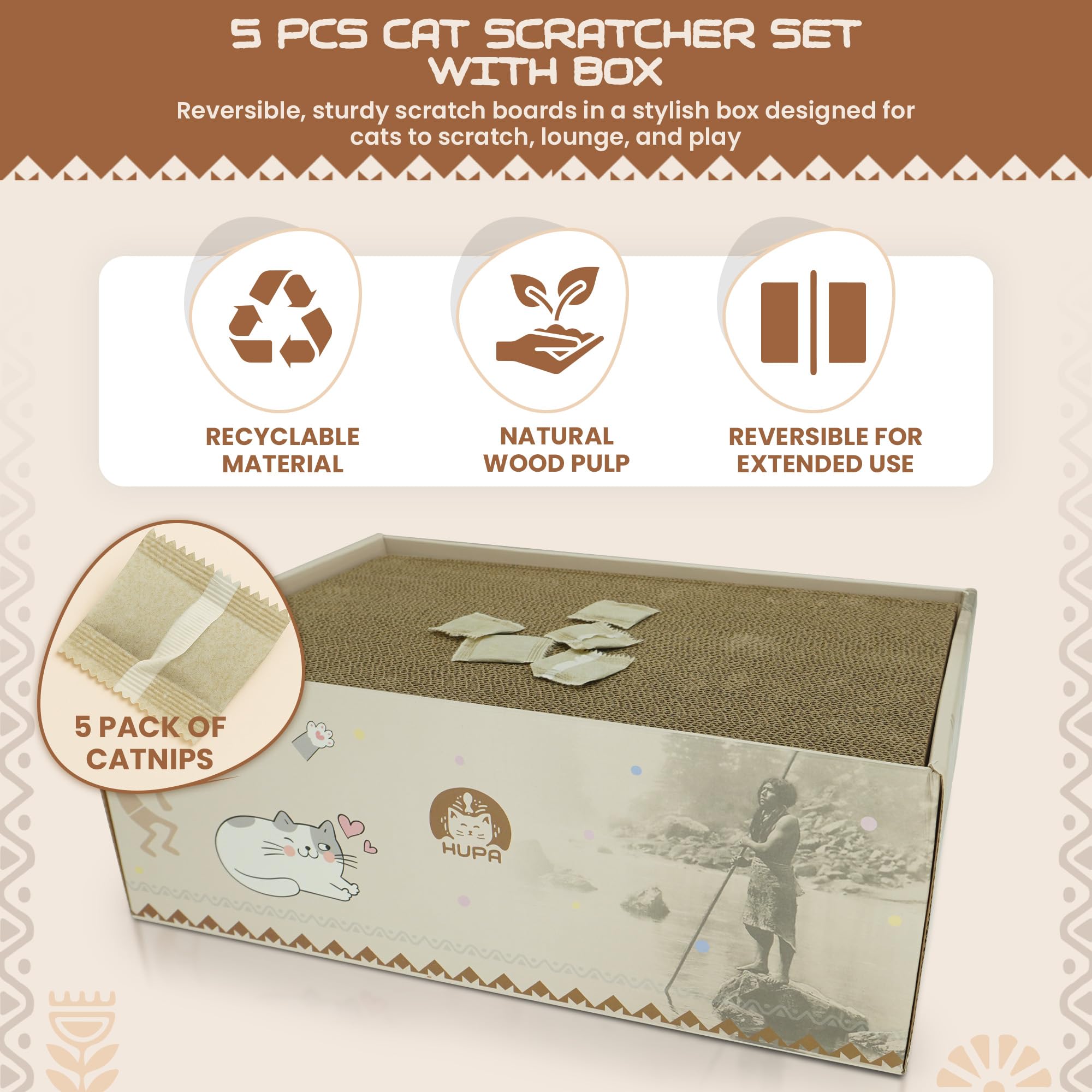 HUPA reversible-design cat scratcher showing double sided textures.