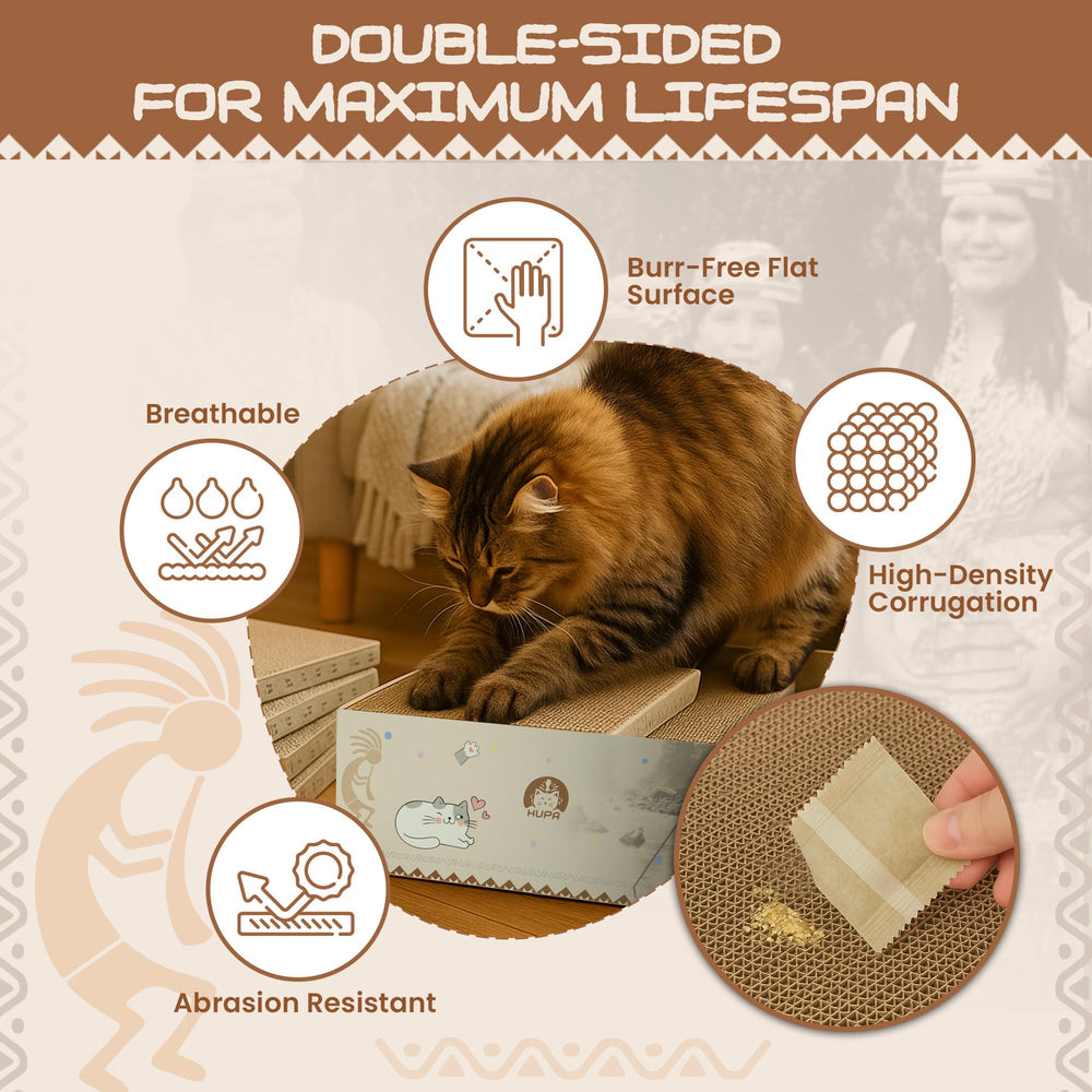 HUPA scratcher box bed design provides lounging and scratching in one.