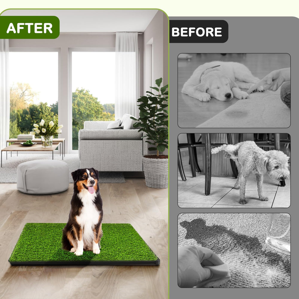 HURENTEK artificial turf dog potty pad provides realistic texture for comfortable training