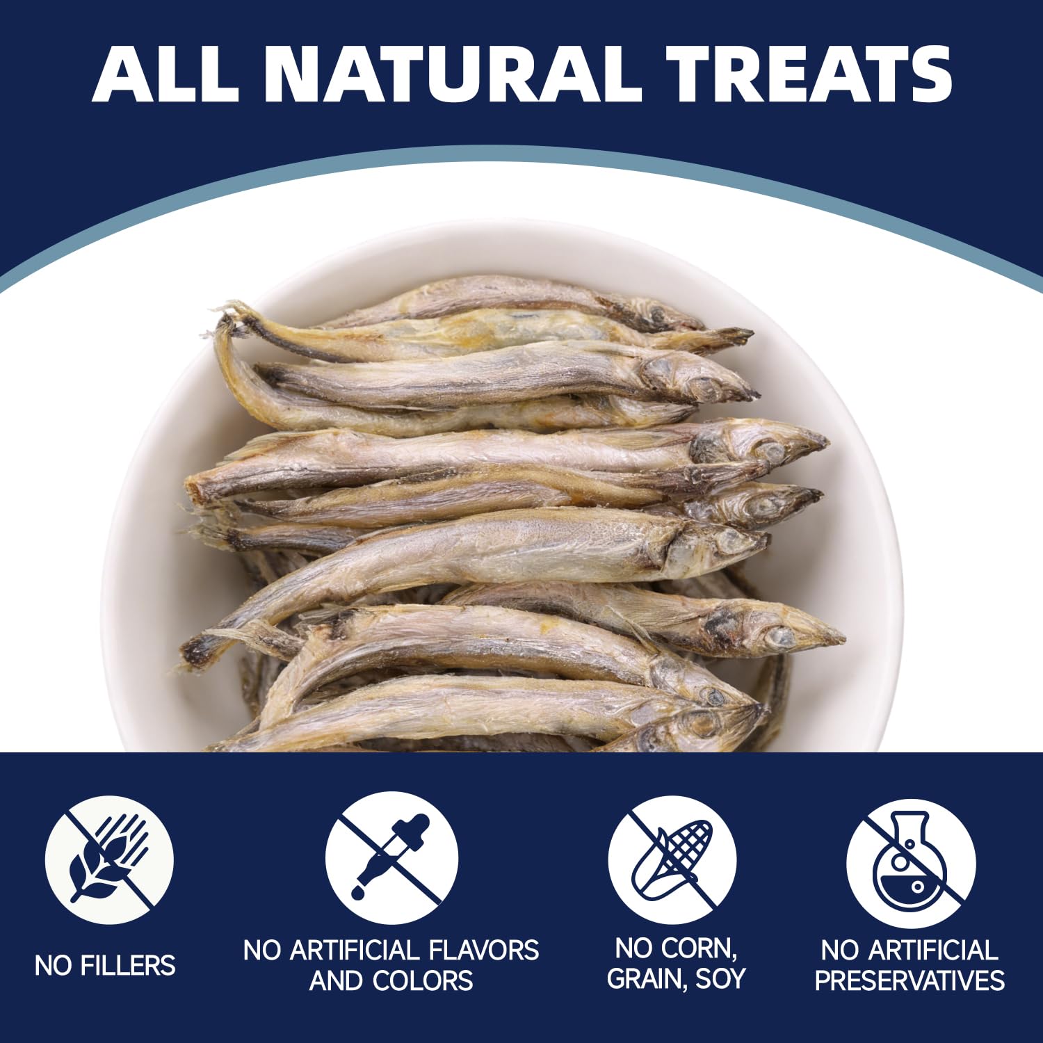 HUWZZE Capelin Treats serving over meal demonstrates versatile topping for balanced nutrition