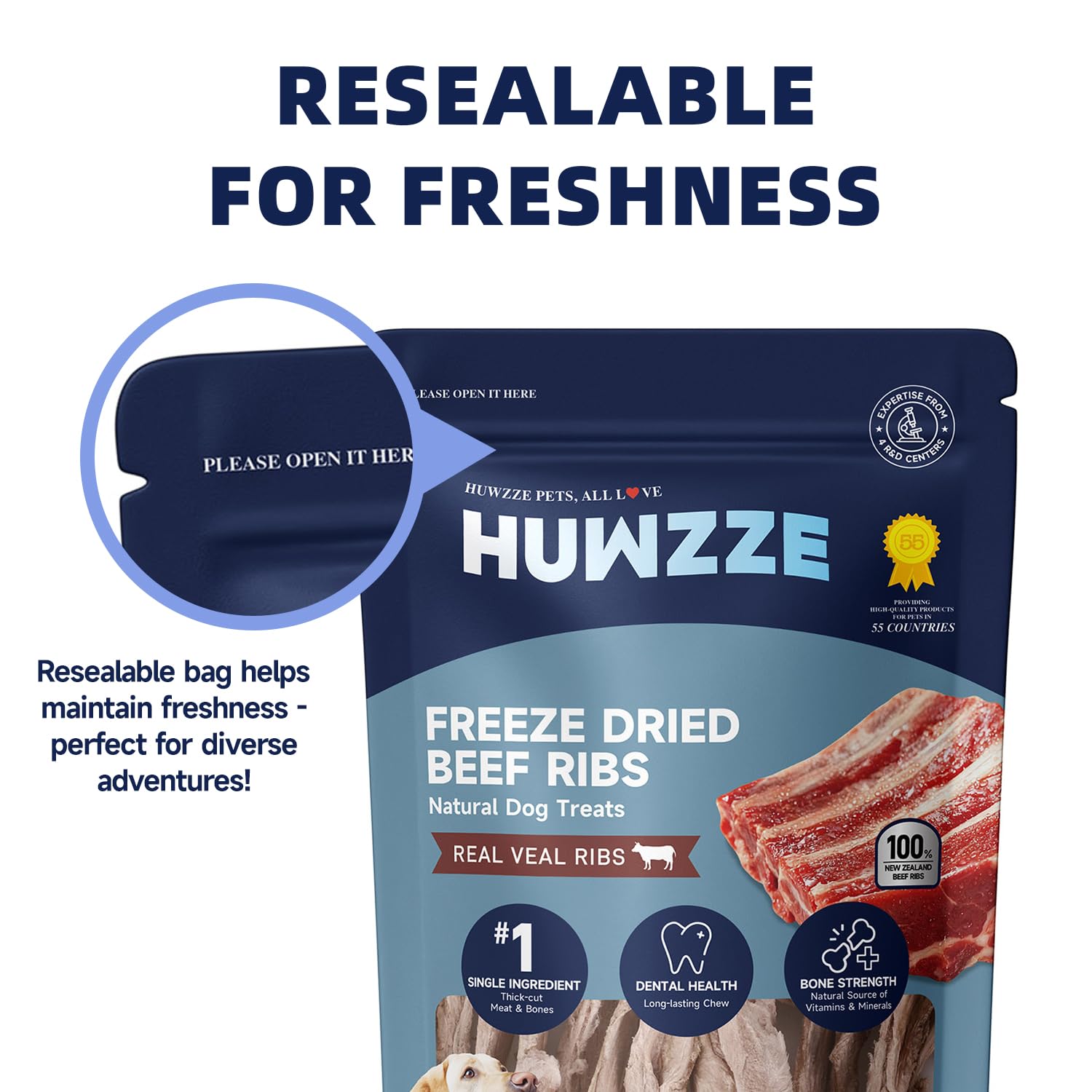 HUWZZE veal ribs chew shown as long-lasting bite