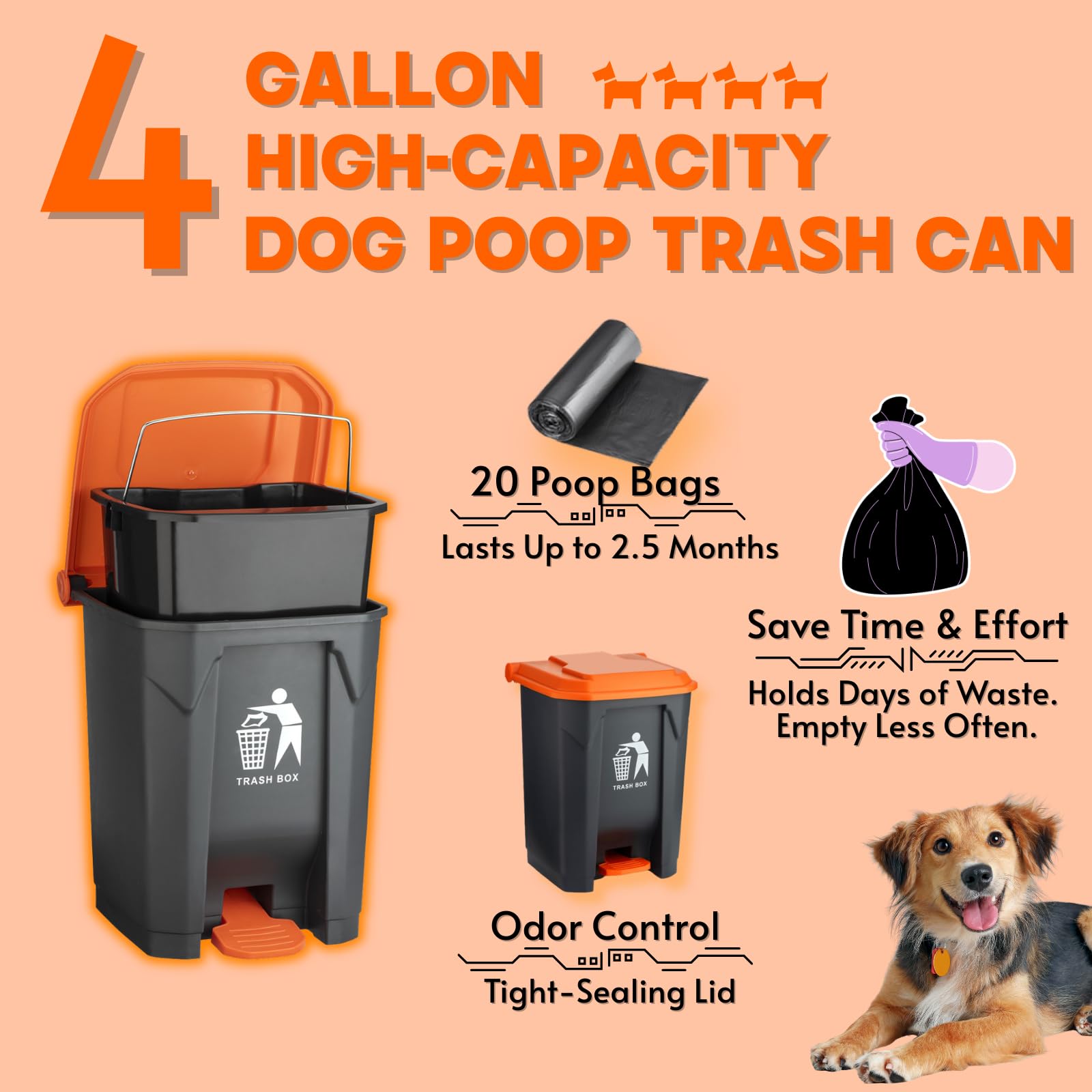 HUZSV 38 inch long-handle pooper scooper for easy reach without bending