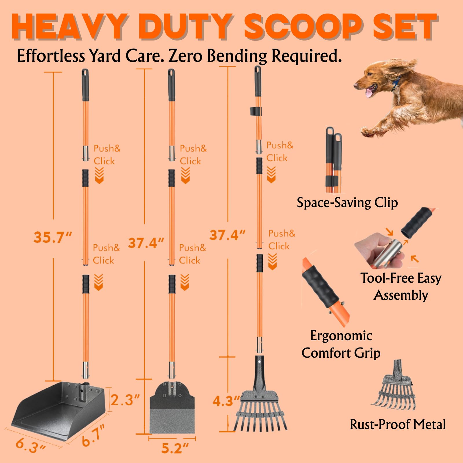 HUZSV durable stainless steel scoop resists rust for outdoor use