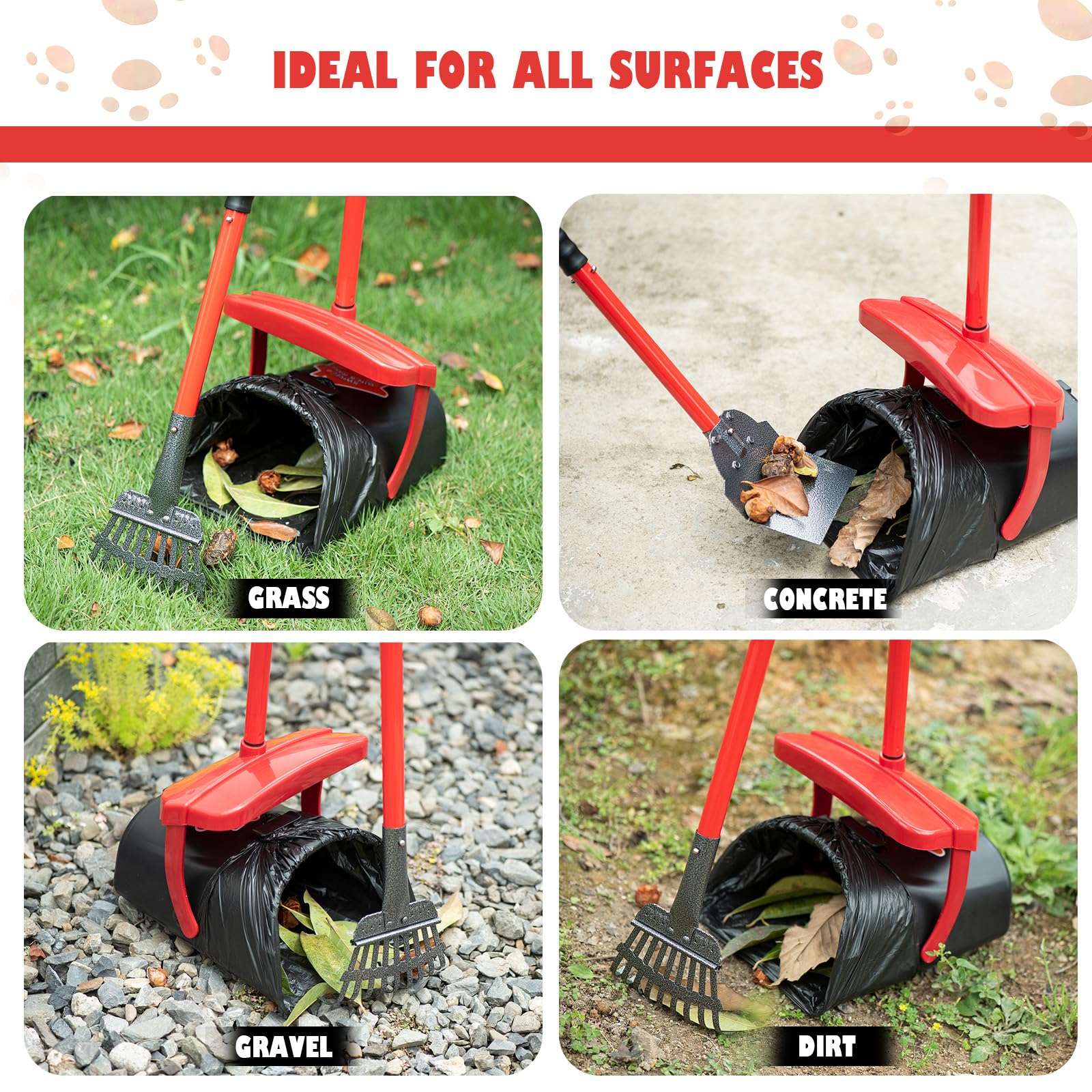 HUZSV heavy-duty metal rake and spade for sturdy cleanup.