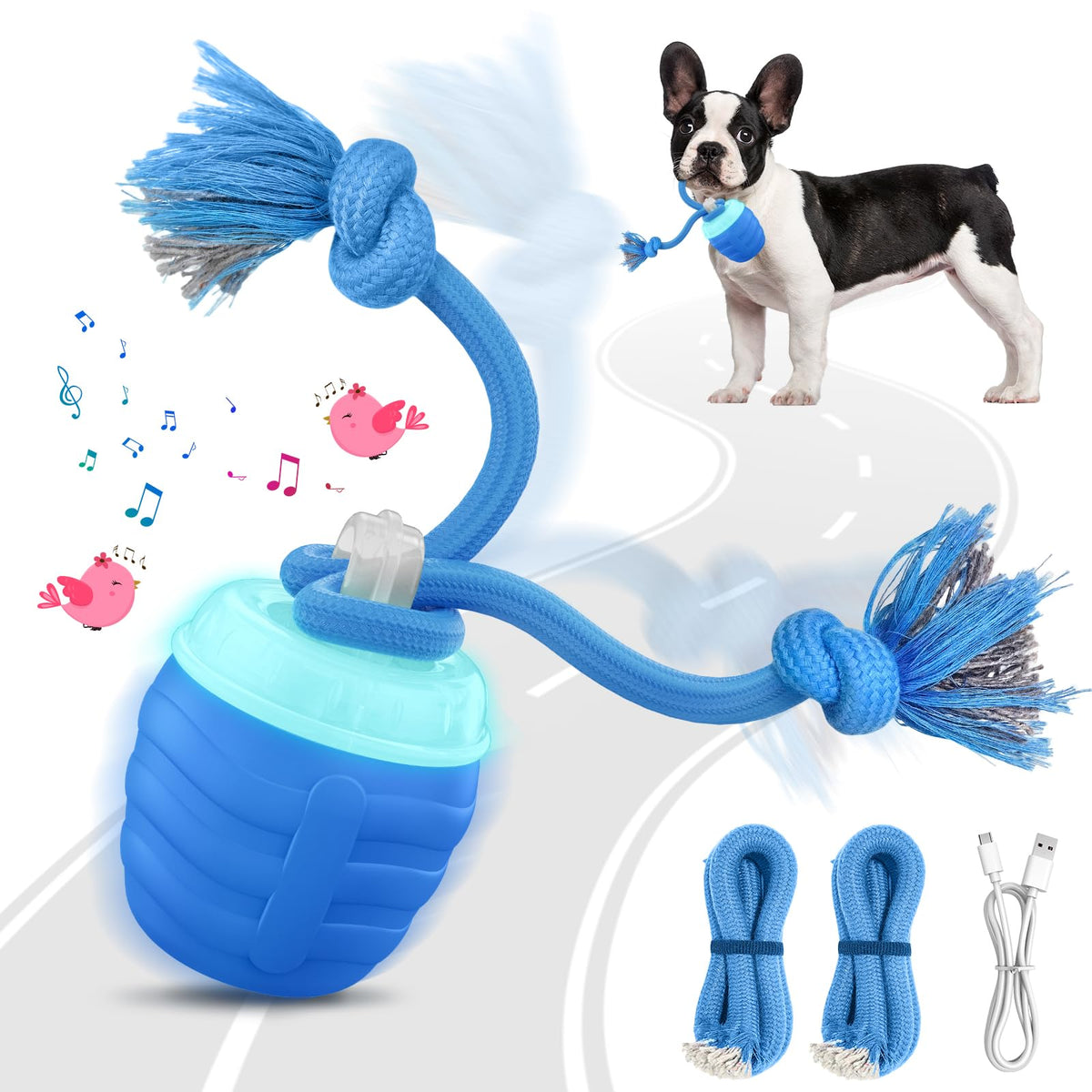HVUATQ interactive dog ball purple side view stimulates curiosity during play.