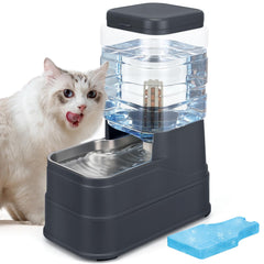 HWONMTE 6L pet water dispenser viewed from the side for steady hydration.