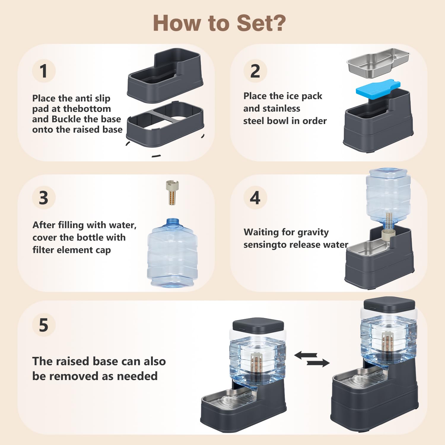 HWONMTE cat feeder with filter supports cleaner drinking water.