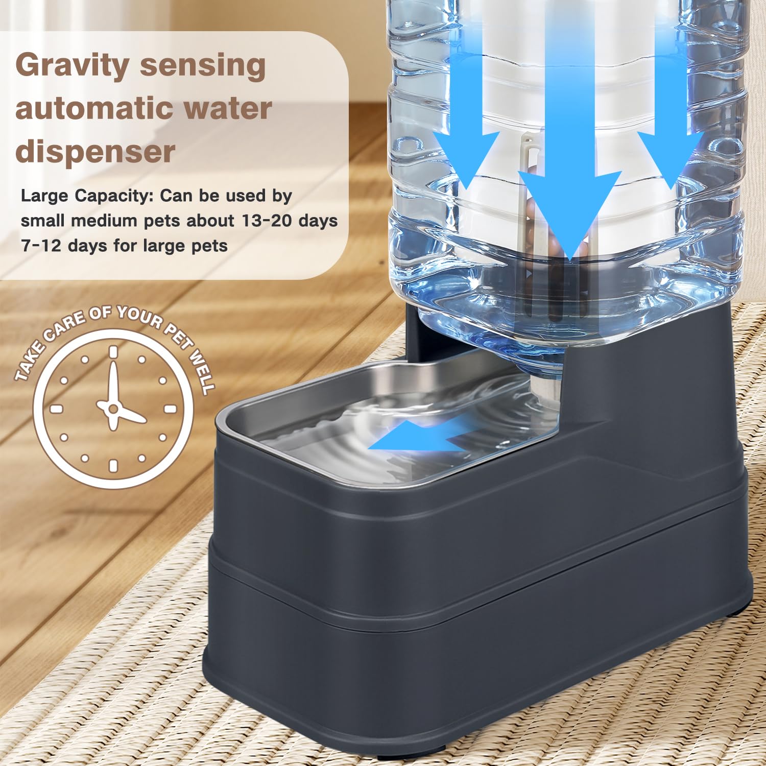 HWONMTE large-capacity dog water bowl suits longer outings.