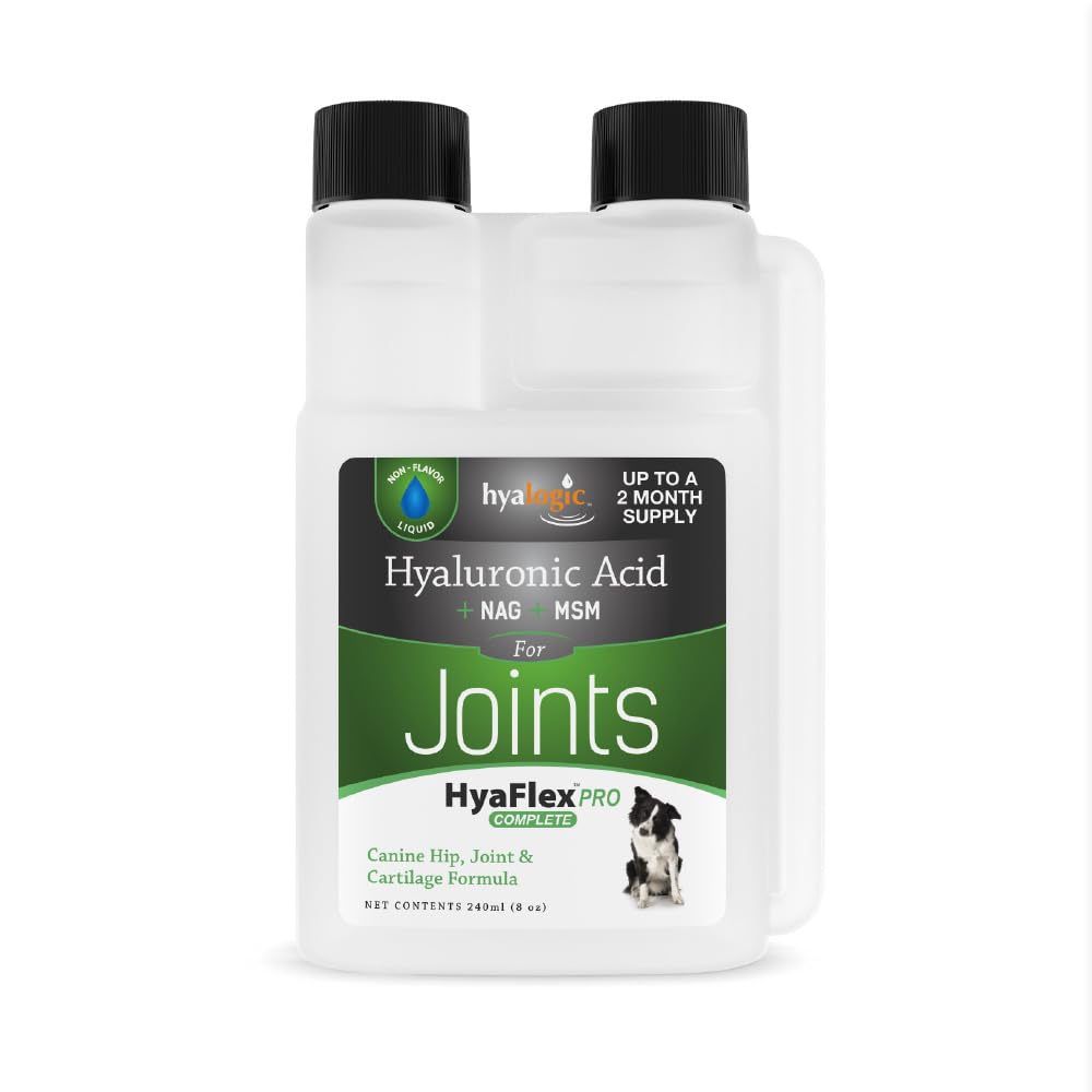 Hyalogic HyaFlex Pro bottle pour demonstrates easy dosing for dogs