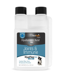 Hyalogic HyaFlex Pro Pure bottle supports active dogs' joint health.