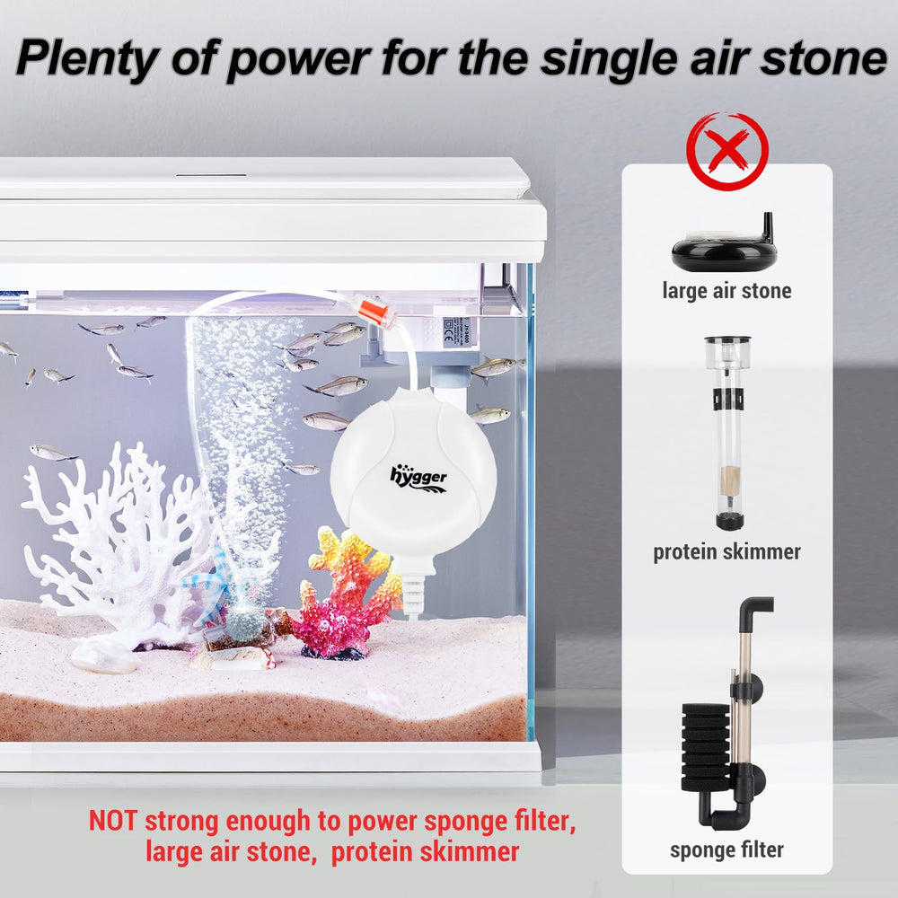 Hygger air pump for 1-15 gallon tanks enhancing aeration.