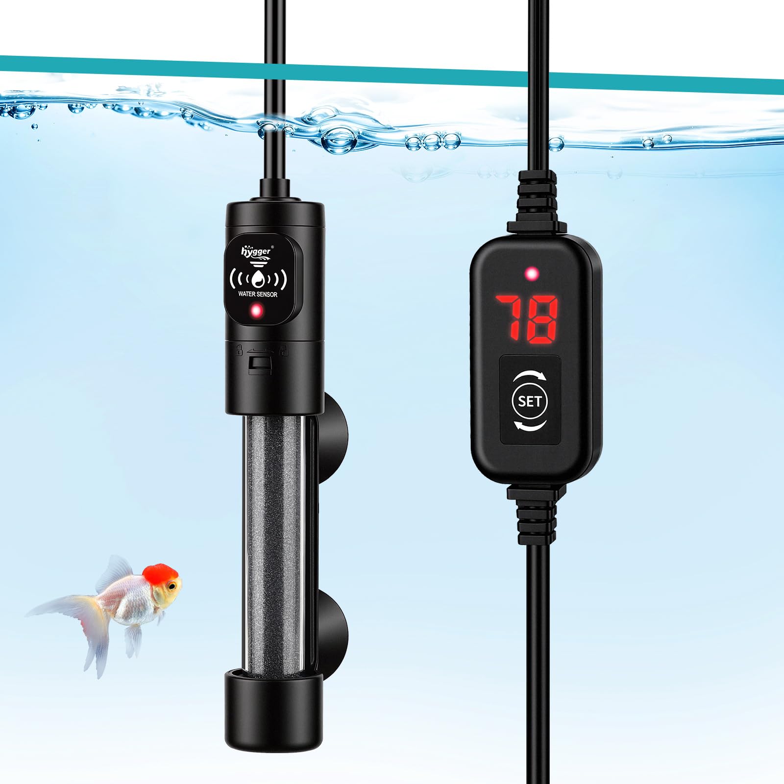 Hygger 10–20 gallon heater maintains warmth through water changes.