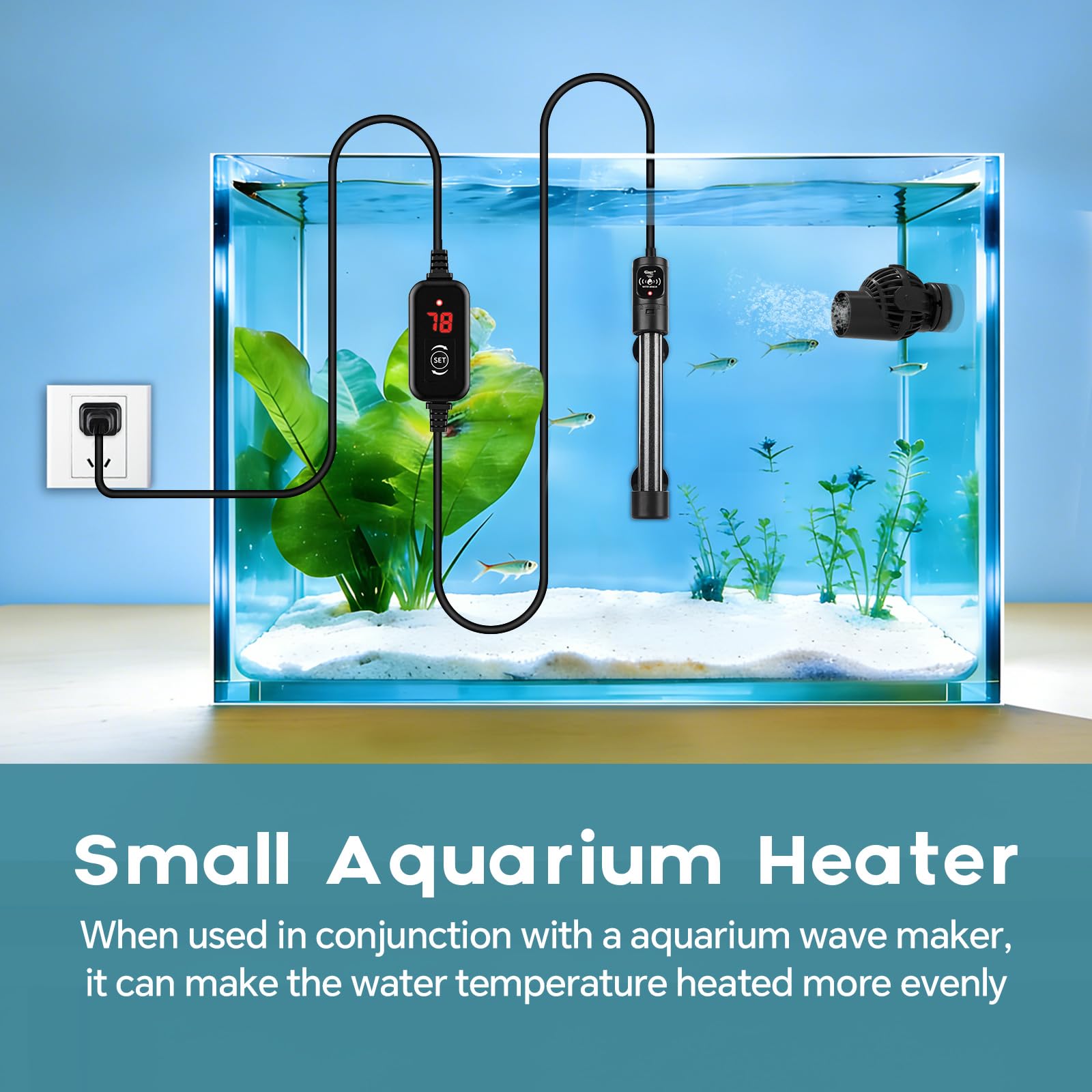 Hygger aquarium heater temperature display helps maintain stable conditions in freshwater setups.