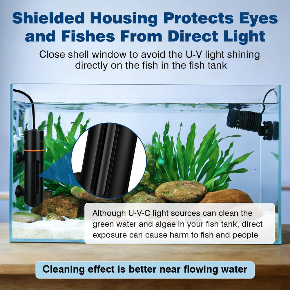 Hygger 11W UV lamp with safety shield for safe tank use