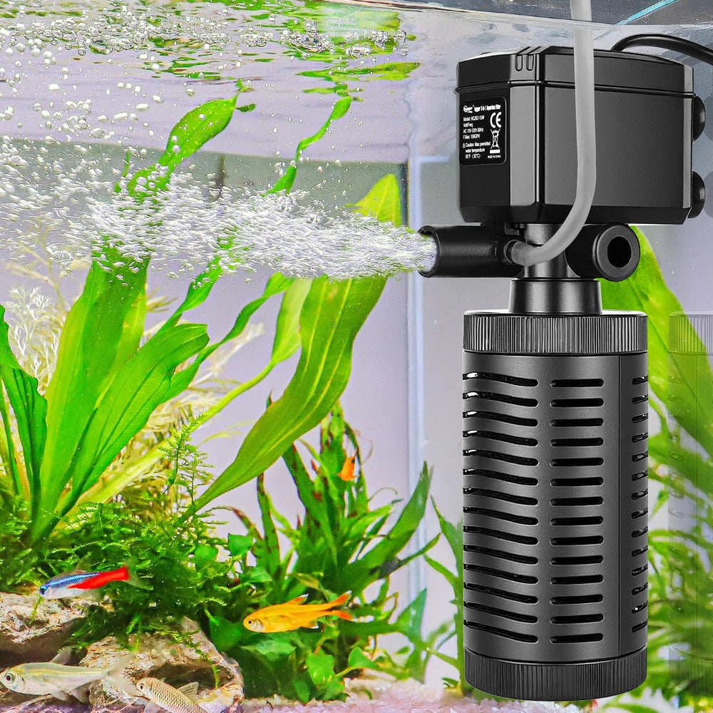Hygger 15-30 gallon submersible filter in-tank aeration for clearer water.