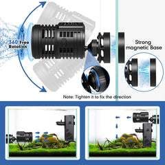 Hygger 1850GPH wave maker rotates 360° to customize flow.