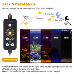 Hygger 18W LED light in DIY mode with timer and color options.