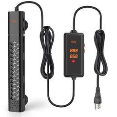 Hygger 200W aquarium heater exterior view shows durable housing for safety.