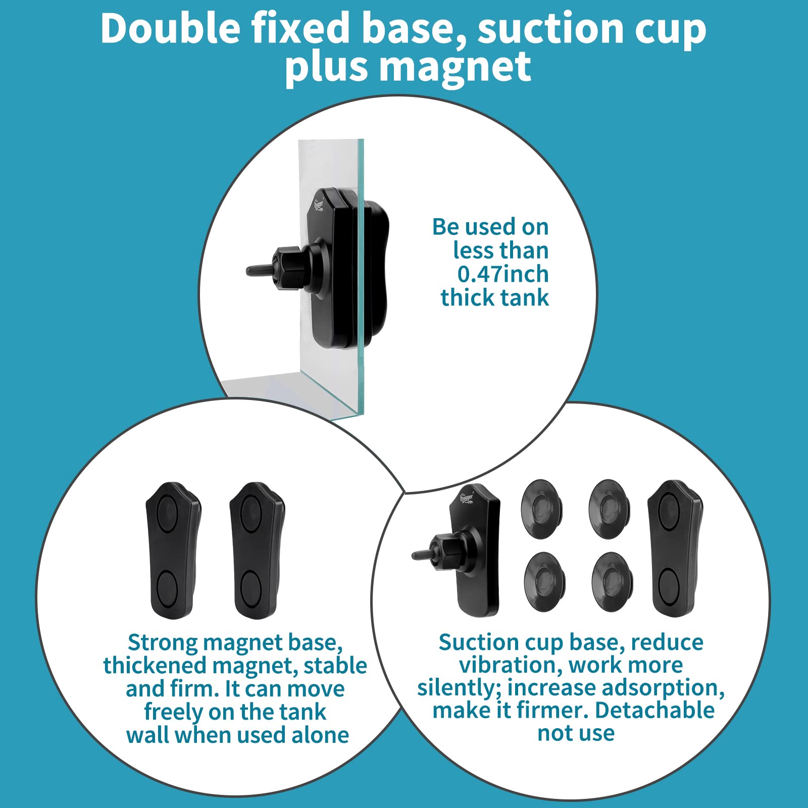 Hygger 2100GPH 360-degree rotating base enables multi-directional flow patterns