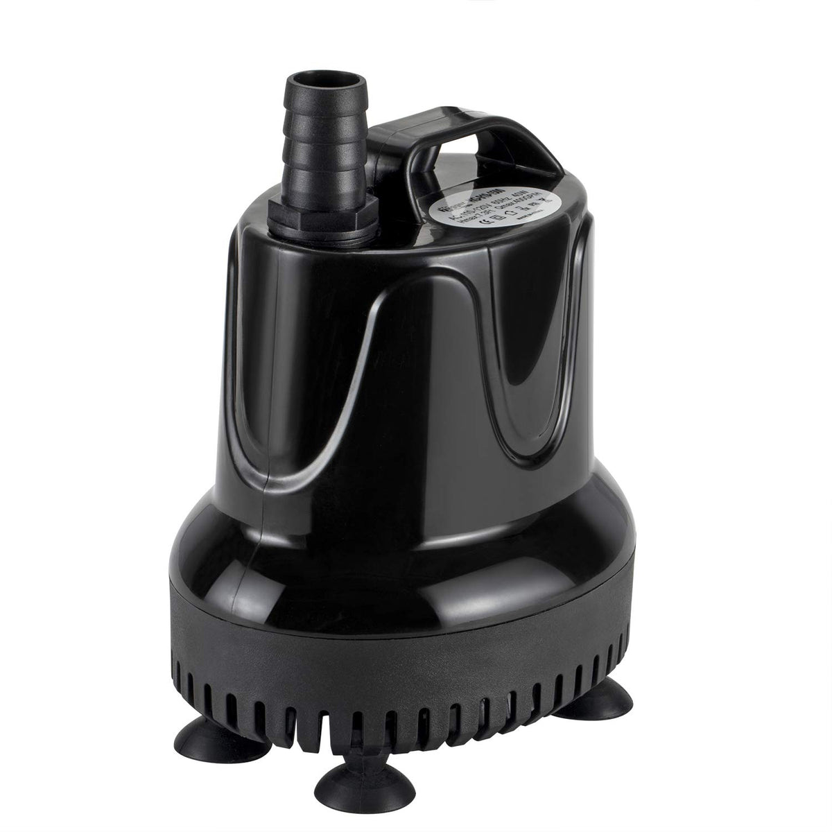 Hygger 215GPH pump side view demonstrates compact, submersible water-change capability.