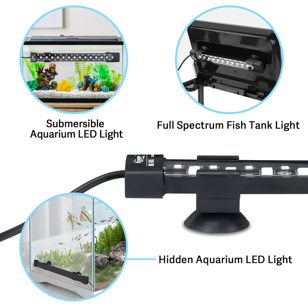 hygger 24/7 mode light mounted under tank cover provides discreet illumination.