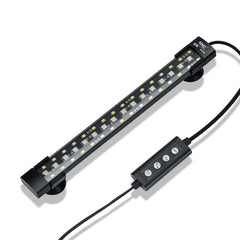 Hygger 24/7 mode submersible aquarium light from the front, full-spectrum glow.