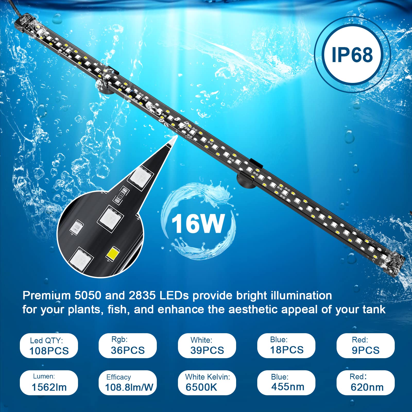 Hygger adjustable timer and brightness personalize cycles with reduced glare.