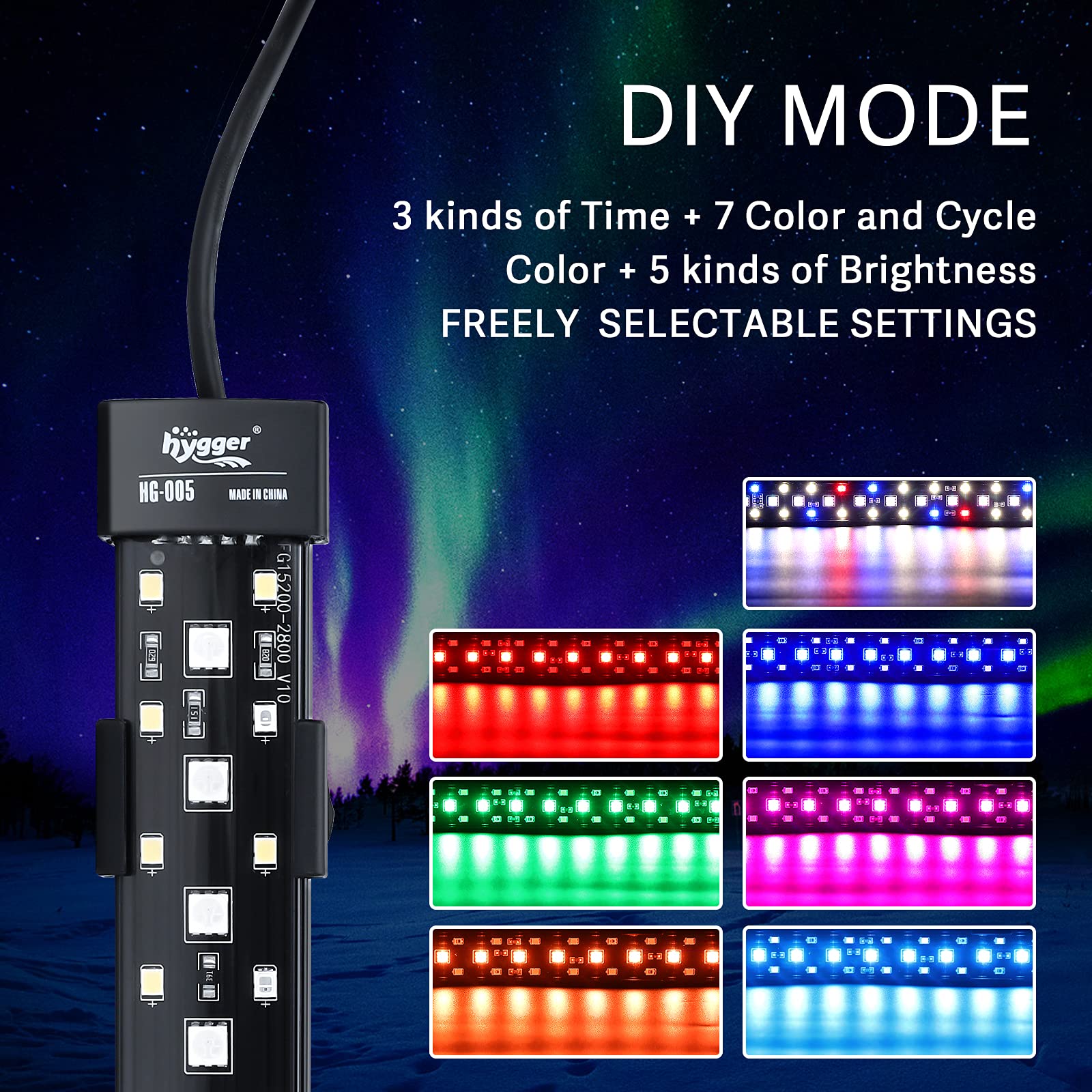 Hygger 24/7 mode LED light provides daylight white for vivid daytime viewing.