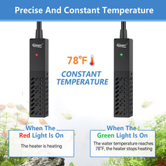 Hygger 25W aquarium heater with digital LED controller shows real-time temp