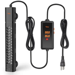 Hygger 300W aquarium heater with controller demonstrates precise temperature control.