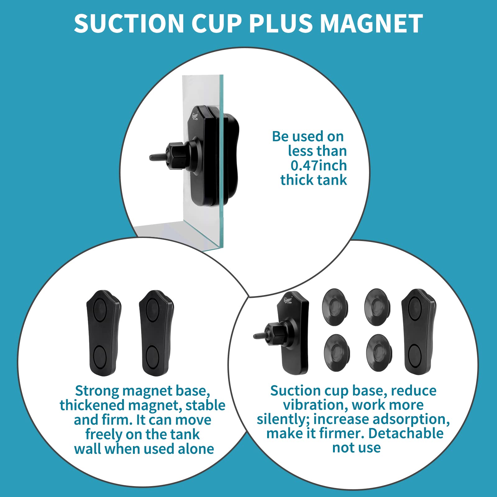 Hygger 360-degree rotating base enabling flexible directional flow without dead zones.