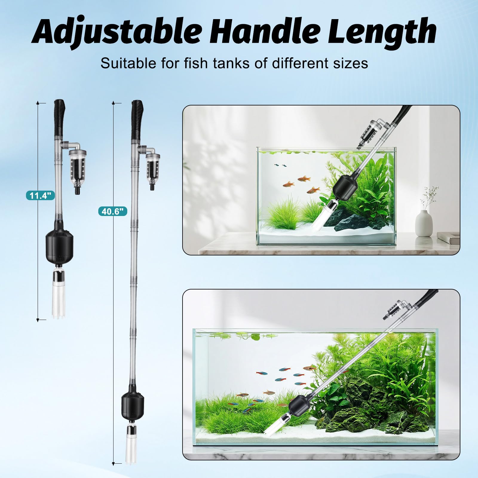 Hygger 360-degree water intake strainer for efficient filtration.