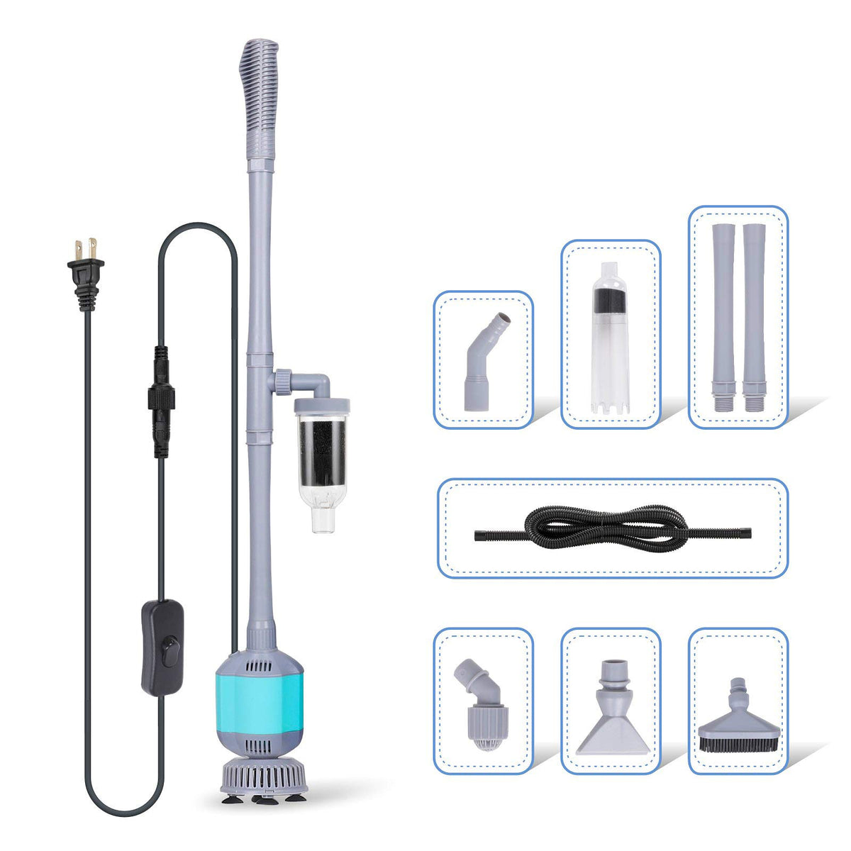 Hygger 360GPH electric aquarium gravel cleaner in use for debris removal.