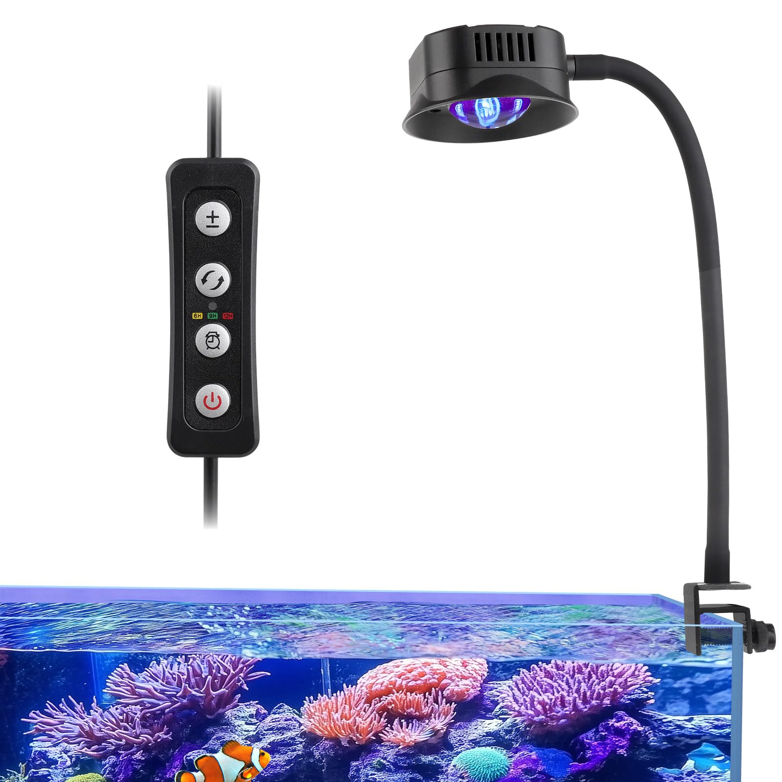 Hygger 36W saltwater reef light top view showing compact design for vibrant colors