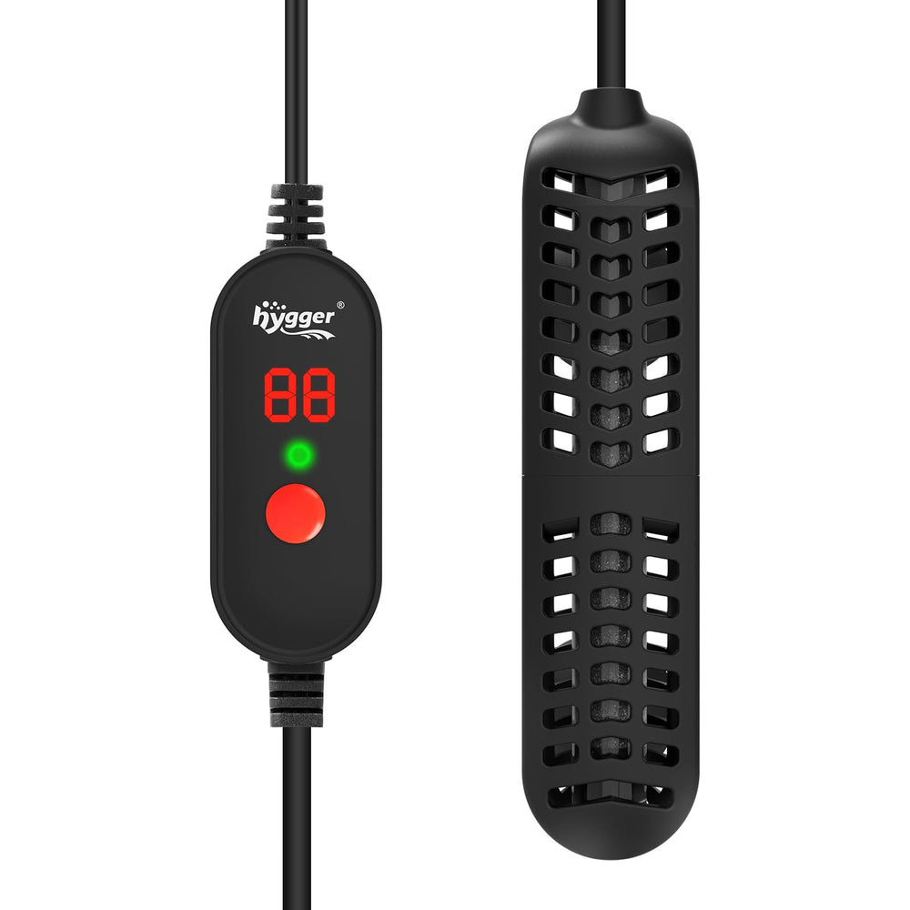Hygger 50W aquarium heater front view for compact 10-20 gallon tanks