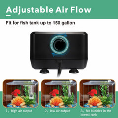 hygger 5W air pump in use with tubing demonstrates two-device setup