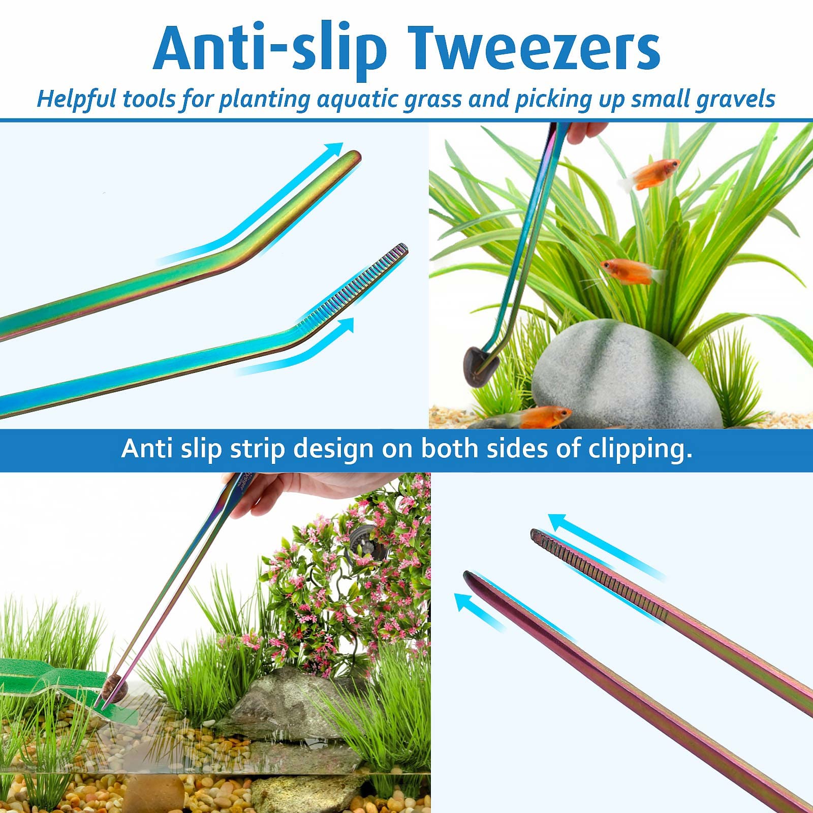 hygger 6-in-1 curved tweezers ideal for delicate plant adjustments