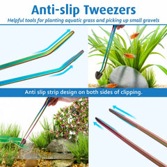 hygger 6-in-1 curved tweezers ideal for delicate plant adjustments