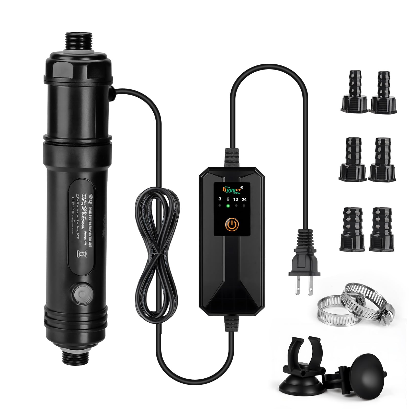 Hygger 7W U-V light angle view showing clear water potential