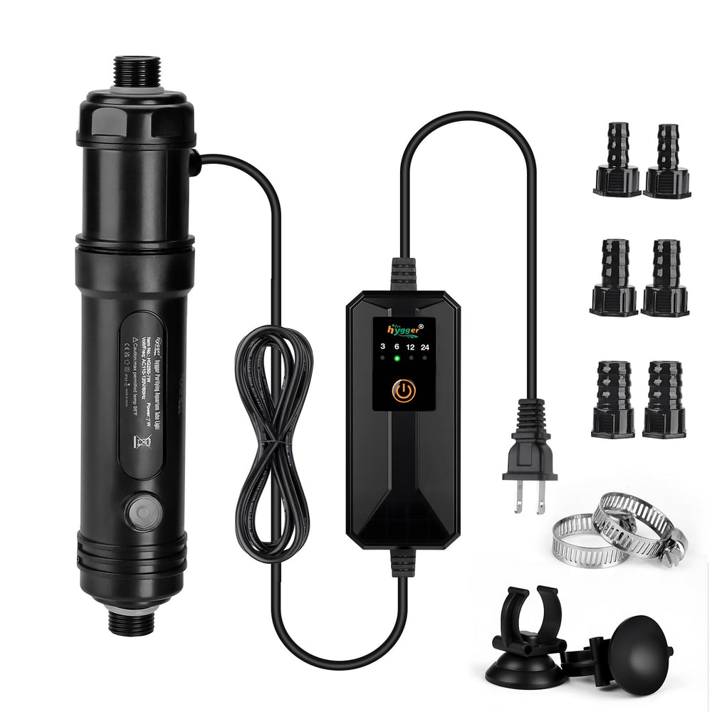 Hygger 7W U-V light angle view showing clear water potential