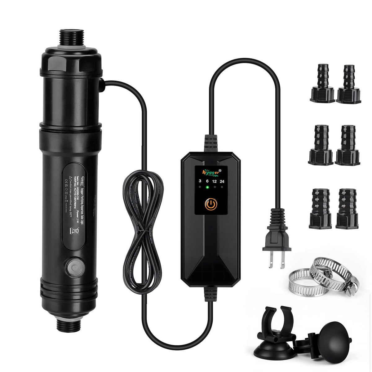 Hygger 7W U-V light angle view showing clear water potential