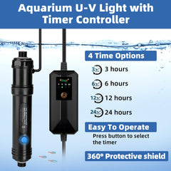 Hygger U-V light timer settings demonstrate adjustable cycling for tanks
