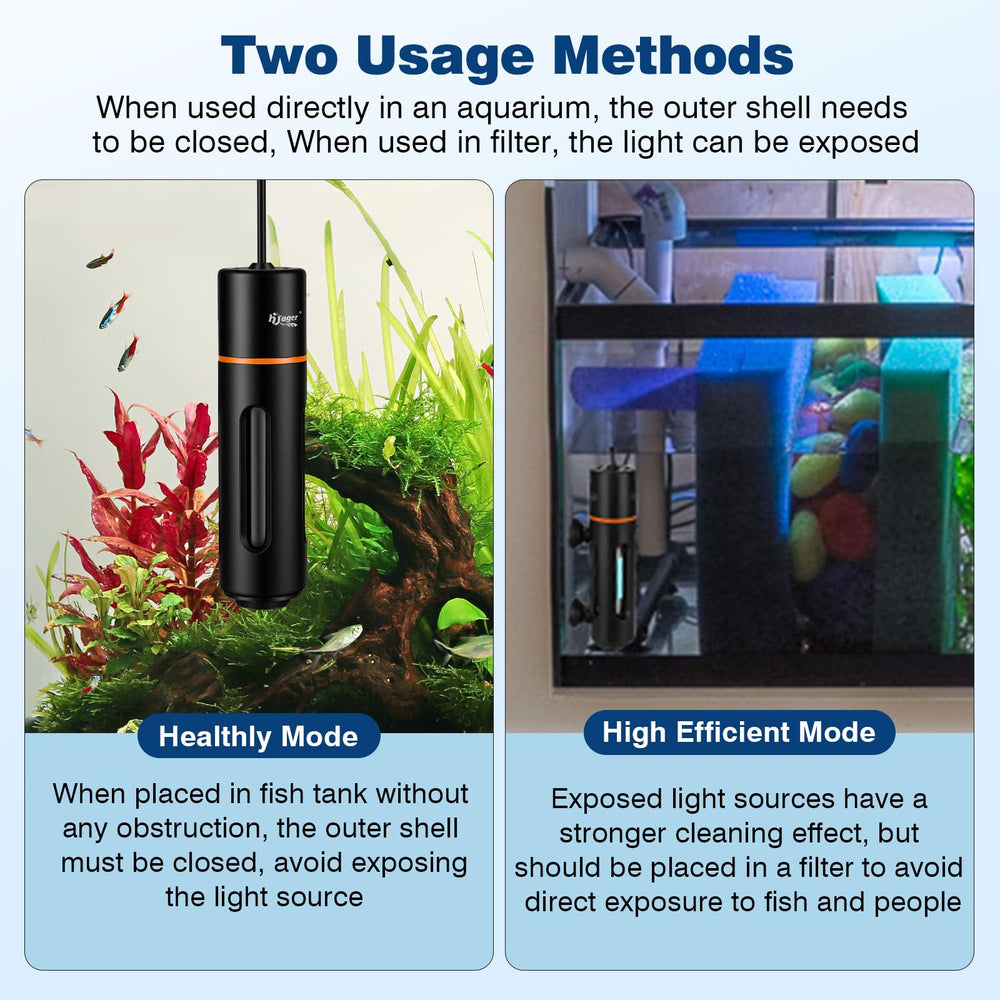 Hygger 7W UV light accessories include suction cups and manual.