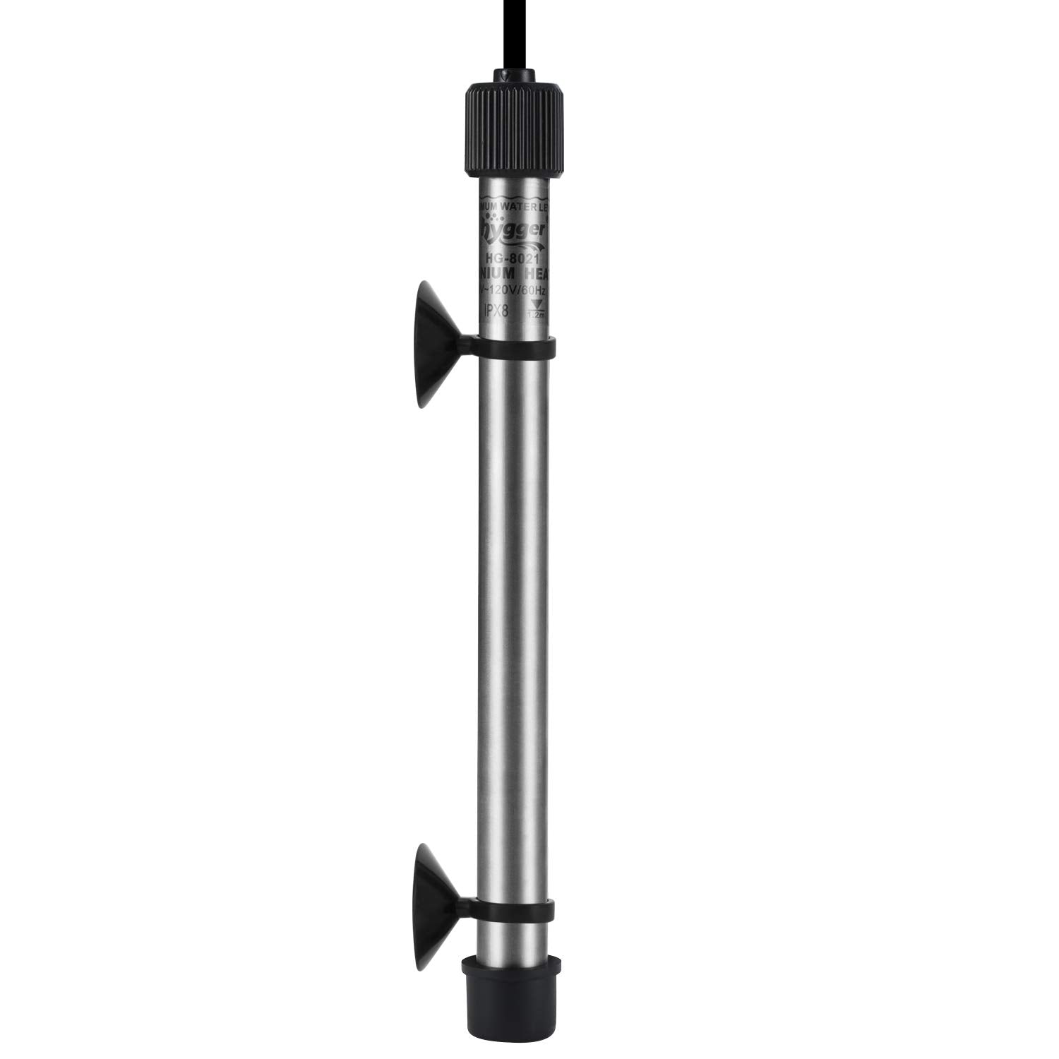 Hygger 802 aquarium heater rod titanium—durable heating element for dependable tank warmth in freshwater and saltwater.