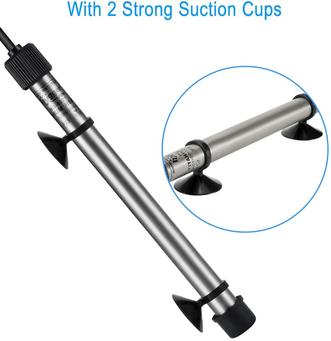 Hygger 802 heater rod with suction cups for easy secure mounting.